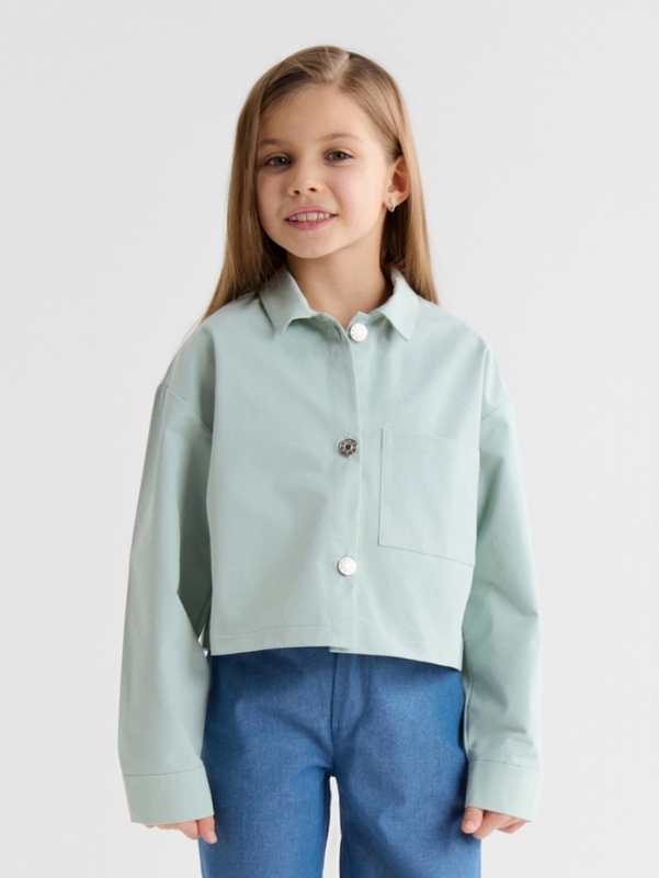 Рубашка для девочки MINAKU: Jeans collection, цвет серо-голубой, рост 128 см