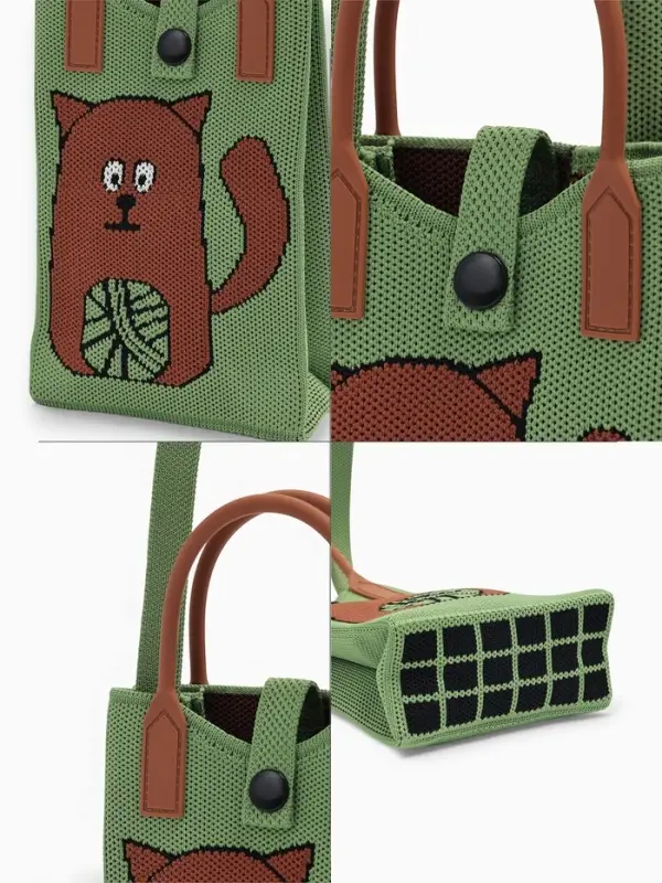 Сумка подр Коты, 12*4*17, отд на кнопке, дл ремень, зеленый