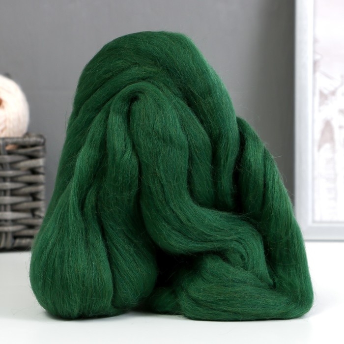 Шерсть для валяния 100% полутонкая шерсть 50 гр (110, зеленый) Шерсть для валяния 100% полутонкая шерсть 50 гр (110, зеленый)