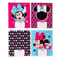 Тетрадь в линейку 24 листа, 4 вида МИКС, обложка мелованный картон, &laquo;Минни Маус&raquo;