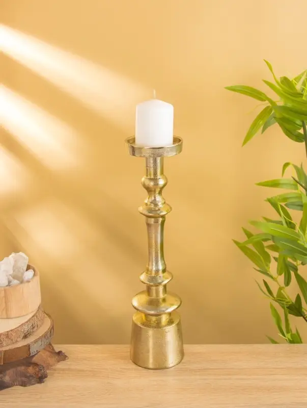 Подсвечник "Карамель" алюминий 37 см, цв. золото