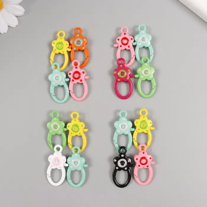 Карабин металл с кольцом "Овал. Цветок" МИКС 3,6х1,8 см