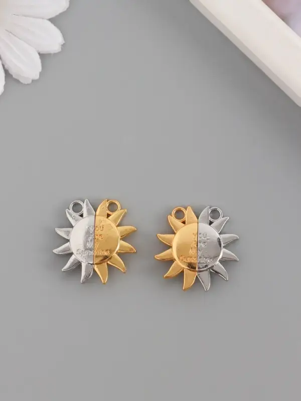 Замок магнитный металл "Солнце" набор 2 шт золото-серебряный 2,7х2,6 см