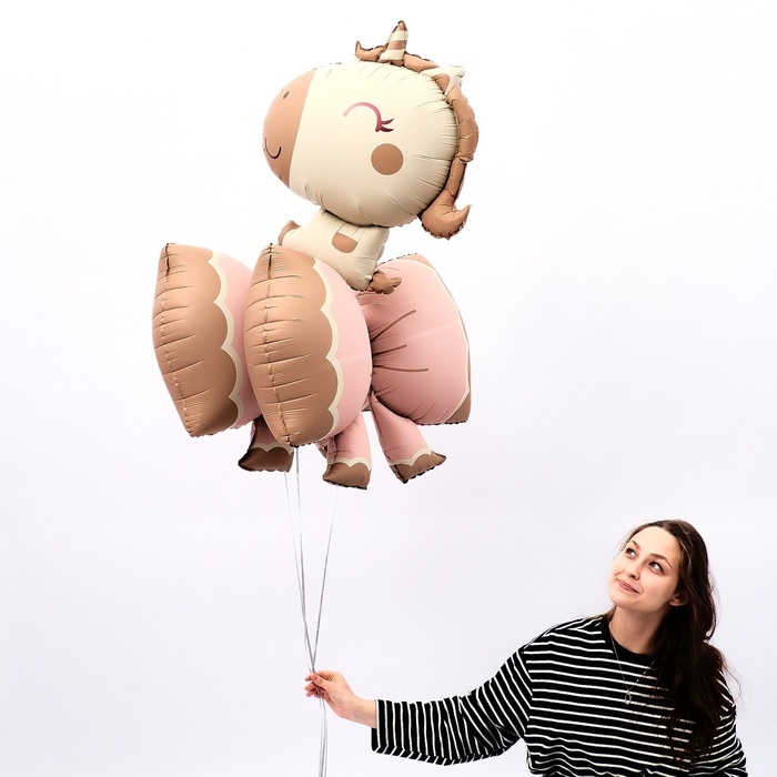 Шар фольгированный 31 Шар фольгированный 31" "Счастливый единорог", матовый, цвет шоколаный