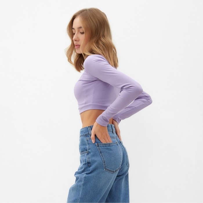 Лонгслив женский MINAKU: Casual Collection цвет сиреневый, размер 44 Лонгслив женский MINAKU: Casual Collection цвет сиреневый, размер 44