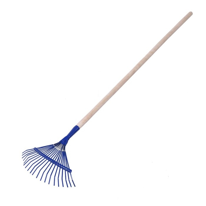 Грабли веерные, пластинчатые, 20 зубцов, металл, деревянный черенок