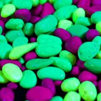 Галька декоративная, флуоресцентная микс: лимонный, зеленый, пурпурный, 350 г, фр.5-10 мм