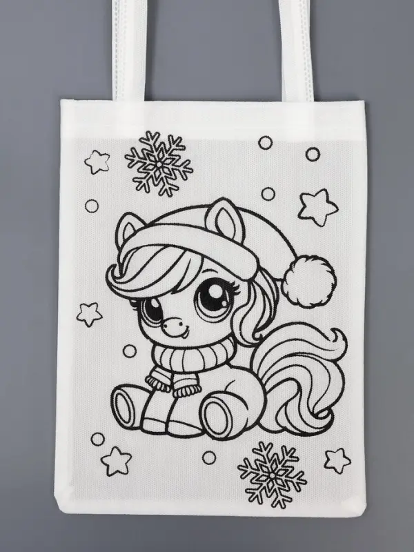 Сумка-Шопер под роспись Новогодняя лошадка