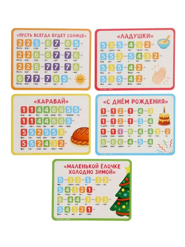 ZABIAKA Музыкальное пианино "Котенок", звук, свет, карточки с песенками