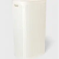 Плетёная корзина для белья с крышкой "Лён" 100л 43&times;32&times;80см, цвет белый