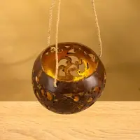 Подсвечник подвесной из кокоса, 9-12 см, коричневый