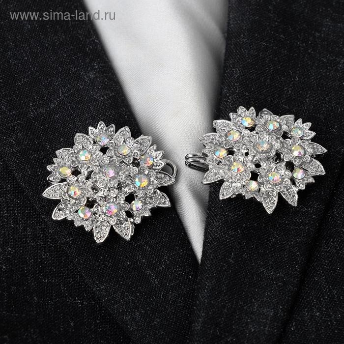Зажим для кардигана «Соцветие», цвет радужный в серебре Зажим для кардигана «Соцветие», цвет радужный в серебре