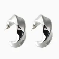 Серьги-кольца "Перекрученые", d=3см, цвет серебро