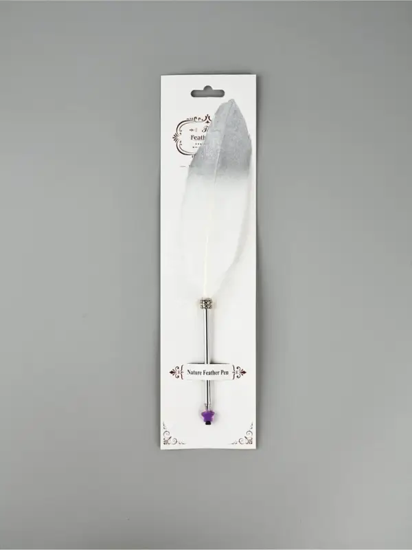 Перо белое с серебром (наконечник ручка), дл.25 см