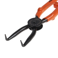 Съемник внешних стопорных колец ТУНДРА, удлиненные изогнутые губки на разжим, 180 мм