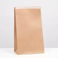 Пакет крафт бумажный фасовочный, прямоугольное дно, с клеевой лентой 24 х 14 х 40 см