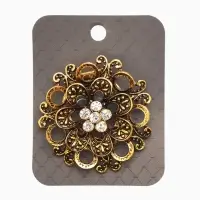 Зажим для платка "Цветок астры", цвет белый в чернёном золоте