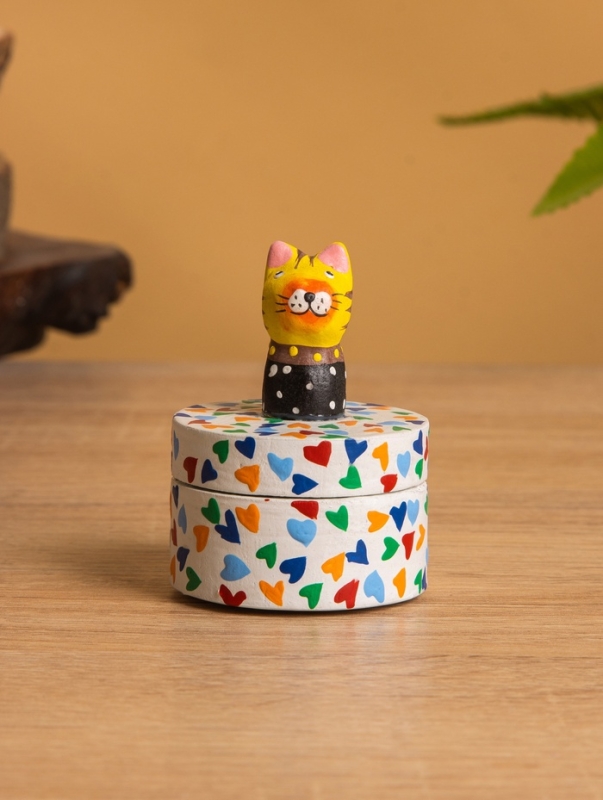 Сувенирная шкатулка &laquo;Котик&raquo;, 4.5&times;4.5&times;6.5 см, дерево, разноцветная