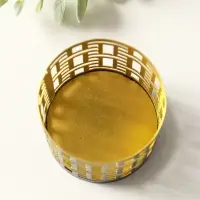 Подсвечник "Цилиндр №1" металл 7,5х7,5х8 см, черный с золотом