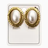 Клипсы "Винтаж" овал жемчуга, цвет белый в чернёном золоте