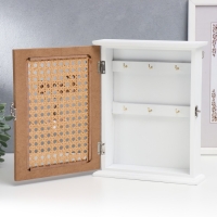 Ключница дерево 6 крючков "Два сердца и рогожка" 26х19х5,8 см Ключница дерево 6 крючков "Два сердца и рогожка" 26х19х5,8 см