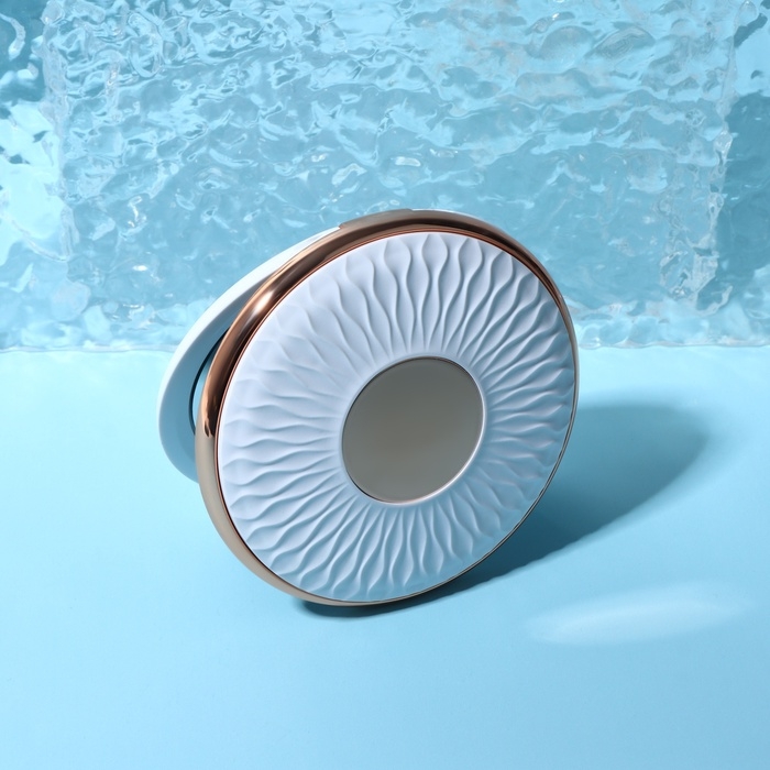 Зеркало складное &laquo;Узор&raquo;, d = 9 см, цвет белый/розовое золото