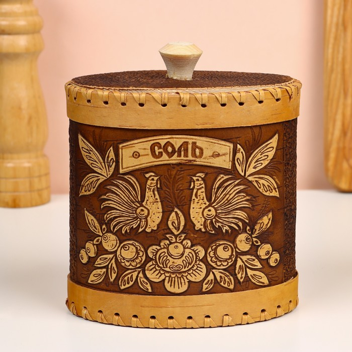 Туес для специй &laquo;Птицы&raquo;, соль, 15х9х14 см