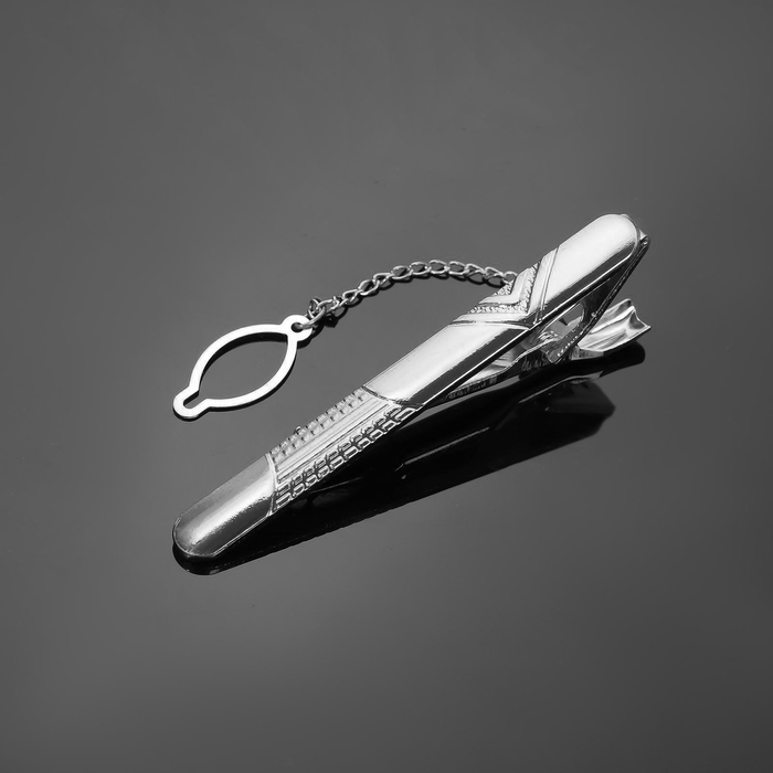 Зажим для галстука стальной «Классический» галкой, цвет серебро Зажим для галстука стальной «Классический» галкой, цвет серебро