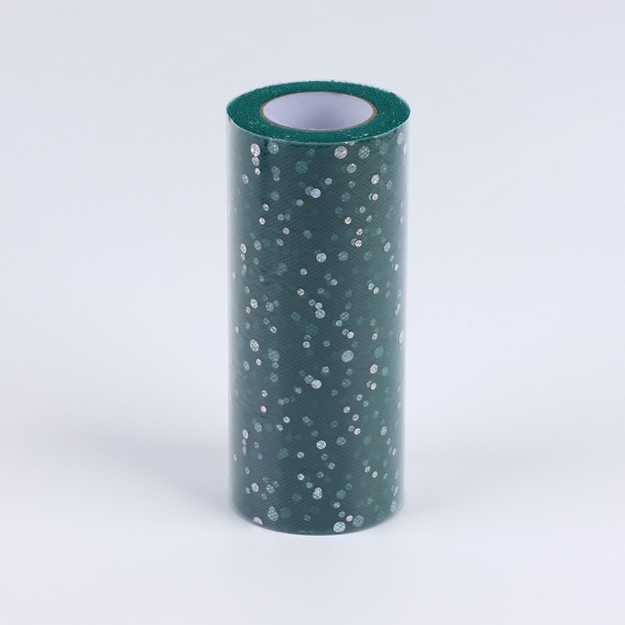 Фатин с блёстками, 15 см, 11 &plusmn; 1 г/кв.м, 23 &plusmn; 1 м, цвет тёмно-зелёный №59