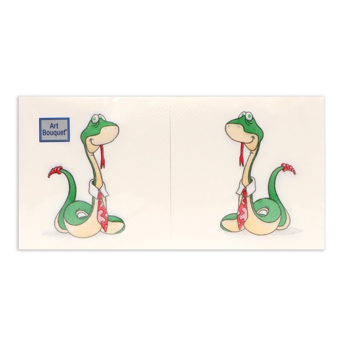 Новогодние салфетки бумажные Art Bouquet &laquo;Удавчик в галстуке&raquo;, 2 слоя, 20х20 см, 250 шт.