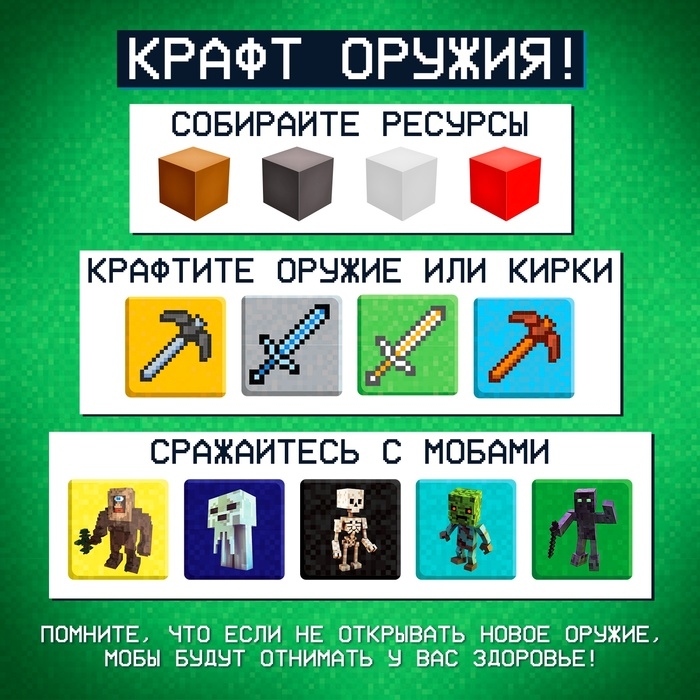 Настольная игра-бродилка «Пиксель-крафт», 2-4 игрока, 7+ Настольная игра-бродилка «Пиксель-крафт», 2-4 игрока, 7+