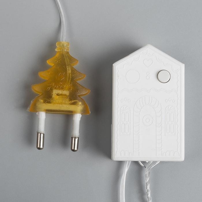 Гирлянда &laquo;Нить&raquo; 10 м с насадками &laquo;Игла&raquo;, IP20, прозрачная нить, 100 LED, свечение жёлтое, 8 режимов, 220 В