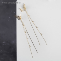 Серьги висячие со стразами "Чувства" бабочки, цвет белый в золоте