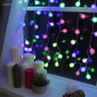 Гирлянда &laquo;Занавес&raquo; 2 &times; 1.5 м с насадками &laquo;Ёжики&raquo;, IP20, прозрачная нить, 360 LED, свечение мульти (RG/RB), мигание, 220 В