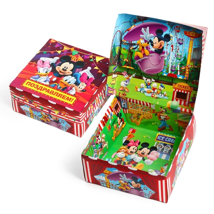 Коробка подарочная складная с 3Д &laquo;Поздравляем!&raquo;, Микки Маус, 15 х 15 х 7 см