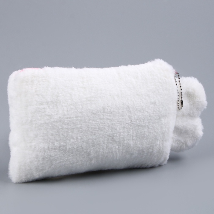 Пенал школьный мягкий &laquo;Зайчик&raquo;, 21 &times; 13 см, плюш, белый цвет