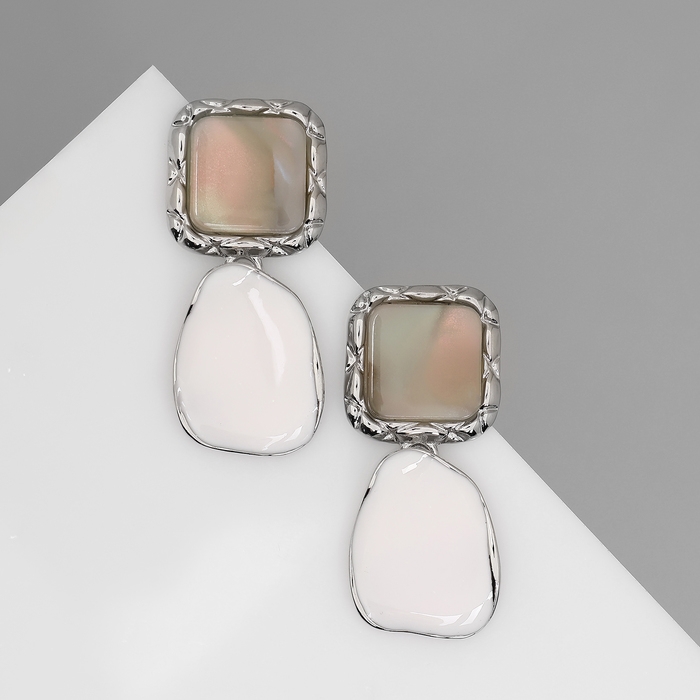 Серьги ассорти &laquo;Геометрия&raquo; соединение фигур, цвет серебро