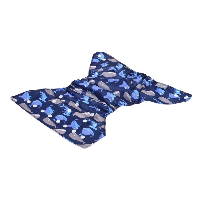 Многоразовый подгузник «Киты», 3-15 кг, цвет синий, Крошка Я Многоразовый подгузник «Киты», 3-15 кг, цвет синий, Крошка Я