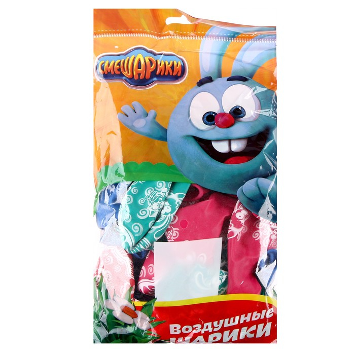 Шар латексный 14" &laquo;Смешарики&raquo;, пастель, 5 ст. рисунок, набор 25 шт. МИКС