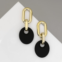 Серьги металл «Цепь» диск, 3 звена, цвет золотисто-чёрный Серьги металл «Цепь» диск, 3 звена, цвет золотисто-чёрный