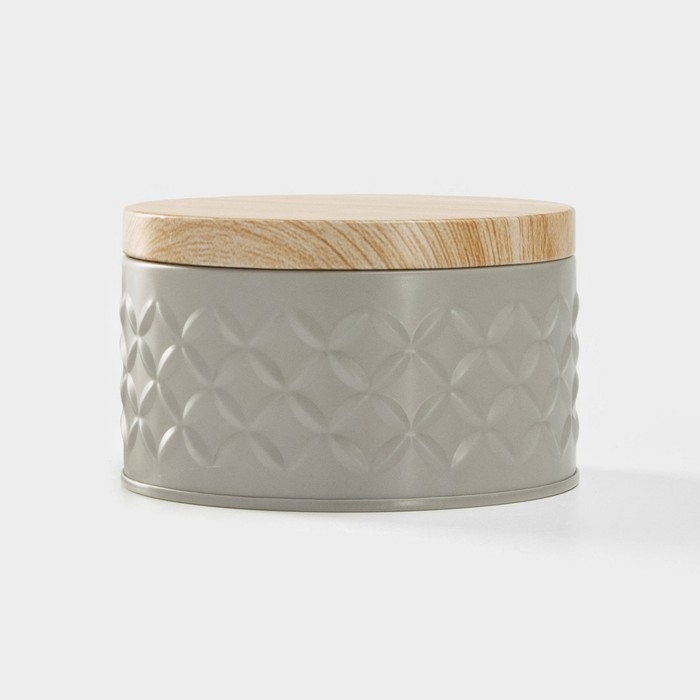Банка для хранения сыпучих продуктов &laquo;Сканди&raquo;, 300 мл, 6&times;10 см, с бамбуковой крышкой, цвет серый