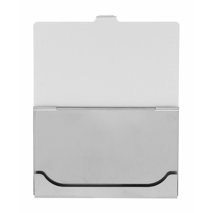 Визитница металлическая, горизонтальная, серебристая