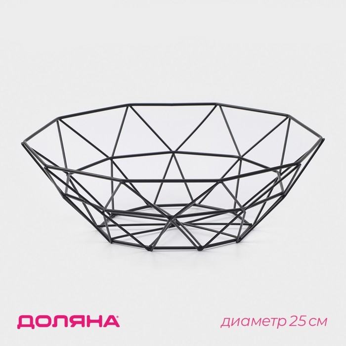 Фруктовница Доляна &laquo;Геометрия&raquo;, 26&times;26&times;8 см, цвет чёрный