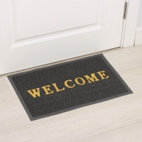 Коврик придверный Доляна Welcome, с окантовкой, 38&times;58 см, цвет серый