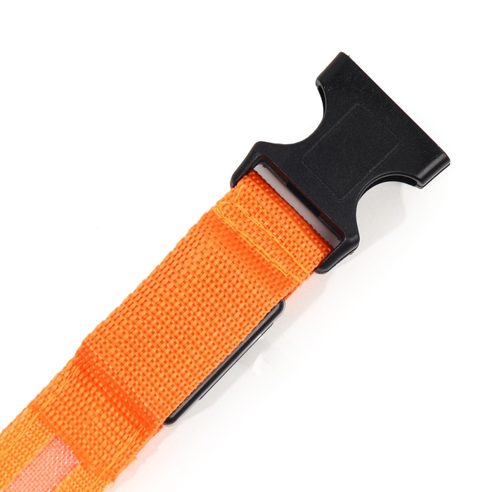 Ошейник с подсветкой размер М, ОШ 40-48 х 2,5 см, 3 режима свечения оранжевый