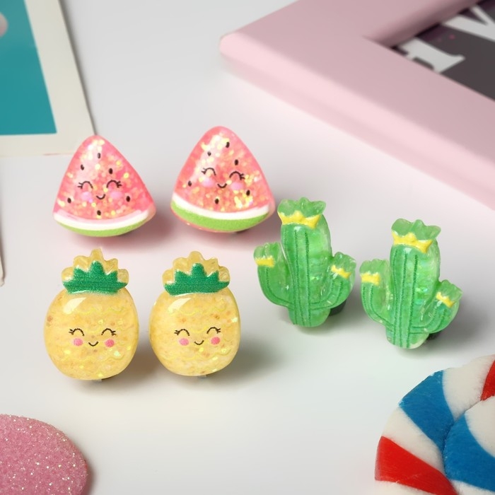 Набор клипс детских (3 пары) &laquo;Выбражулька&raquo; тропики, цветной