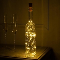 Гирлянда &laquo;Нить&raquo; 2 м роса с пробкой, IP20, серебристая нить, 20 LED, батарейки LR44х3 (в комплекте), свечение тёплое белое