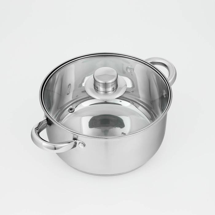 Кастрюля из нержавеющей стали Доляна &laquo;Гретте&raquo;, 3,2 л, d=20 см, с крышкой, капсульное дно, индукция