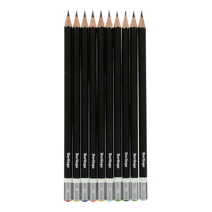 Набор карандашей чернографитных 10 штук Berlingo, 3H-3B, европодвес Набор карандашей чернографитных 10 штук Berlingo, 3H-3B, европодвес