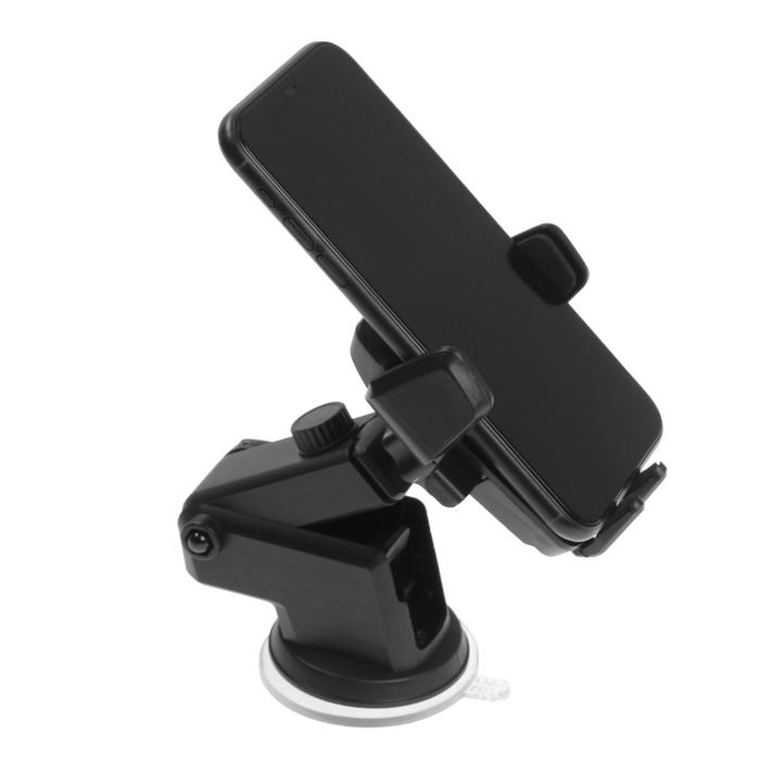 Держатель телефона на присоске, раздвижной 6.5-10 см, черный